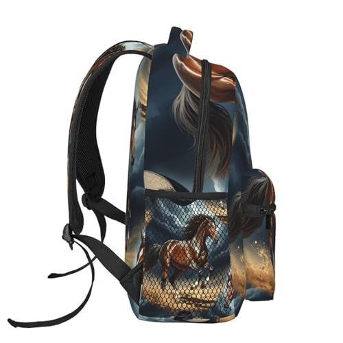 Anti Theft Business Travel Backpack Animal Wild Horse College Daypack, Secure and Practical3