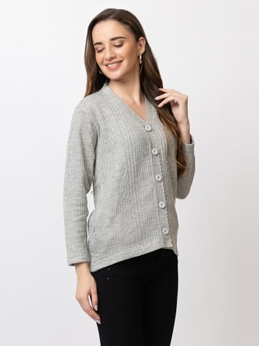 Image of Women's Warm Woolen Cardigan - Stylish Full Sleeve Knitwear for Winter, Cozy & Elegant Sweater