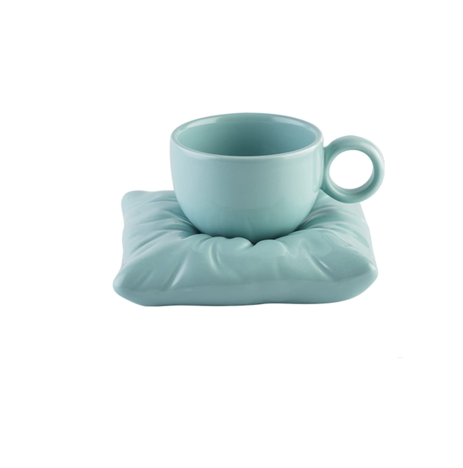 Tazza da caffè in ceramica Tazza con cuscino blu con piattino Tazza da tè Tazza da caffè in ceramica Tazza Regalo per ufficio e casa