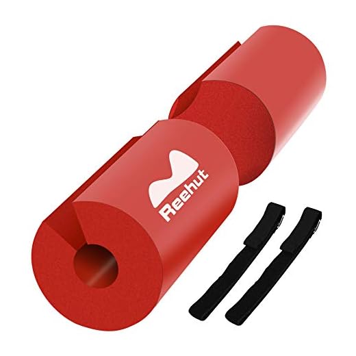 REEHUT Barbell Squat Pad - Advanced Neck & Shoulder Ergonomic Protective Pad Support for Squats, Lunges & Hip Thrusts - Fit Standard and Olympic Bars Perfectly Red