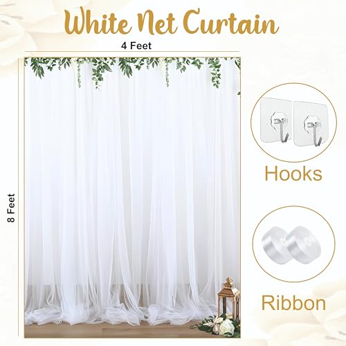 Image of Golden, White Balloons with White Net curtain, Pack of 59 Pcs for Birthday decoration, home party celebration