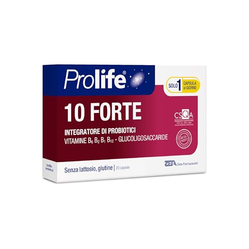 Prolife Vzdt032 10 Forte Capsule - Integratore con 10 Miliardi di Probiotici (Fermenti Lattici Vivi) per Dose, 20 capsule da 515 mg, 8.4 gr
