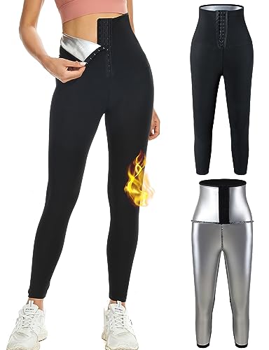 MELLIEX Schwitzhose Gewichtsverlust Hosen Hohe Taille Sauna Hosen Sporthose Jogginghose Schwitz Leggings Lange Sauna Hosen Body Shaper für Fitness Sport Gym Yogg-M