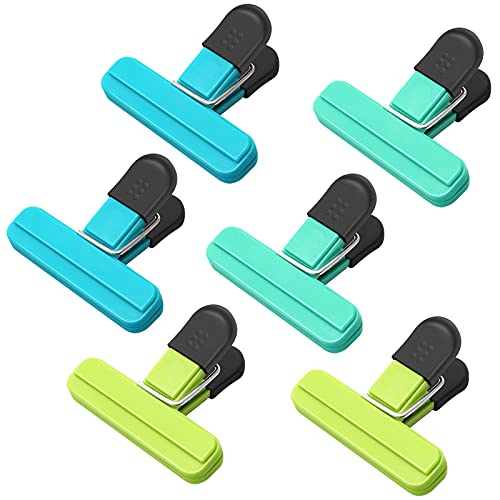 Bag Clips by DSNDVES, Chip Clips / Food Clips / Photo File Clamps / Office Clips, Heavy Duty Sealing Clips for Food Storage with Air Tight Seal Grip (6Pcs Clips)