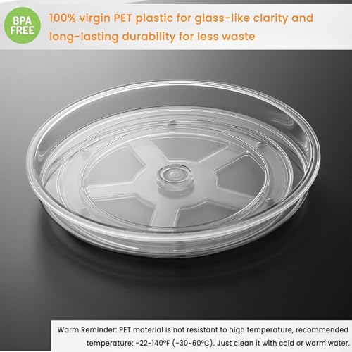 Image of vacane Clear Lazy Susan Organizer, Non-Skid Plastic 11 inch Lazy Susan Turntable for Cabinet Rotating Pantry Lazy Susan Cabinet Organizer, Storage Containers for Kitchen, Refrigerator Countertop