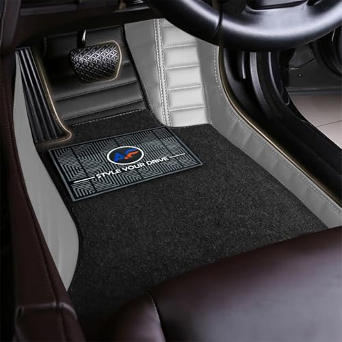 Image of Autofurnish Combination 9D Car Mat Full Set for Maruti Suzuki Swift 2024 || Luxury Leather Dual-Stitch Full Set 9D Car Floor Mat || 100% Waterproof || Color : Black XV-Greige