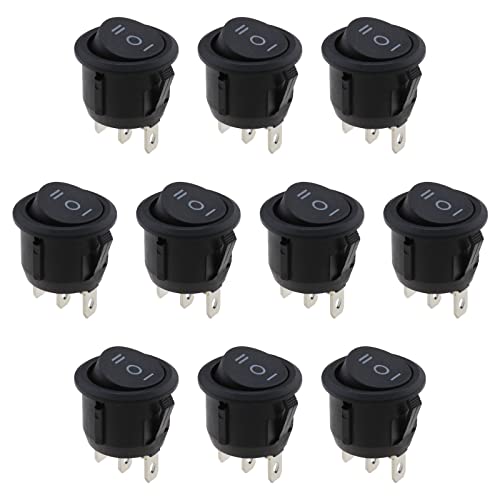 YINETTECH 10 Piezas Interruptor de Palanca SPDT AC 10A/125V 6A/250V 3 Pines 3 Posiciones ON/OFF/ON Interruptor Basculante Redondo A Presión para Coche Barco Motocicleta Dispensador de Agua