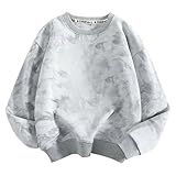 [veolaimy] トレーナー キッズ 裏起毛 暖かい ロングTシャツ 女の子 男の子 丸首 カジュアル スウェット タイダイ おしゃれ かわいい 子供服 ベビー服 柔らかい 快適 ルームウェア ファッション 秋冬服 お出かけ 通園 通学 普段着(A-グレー,140)