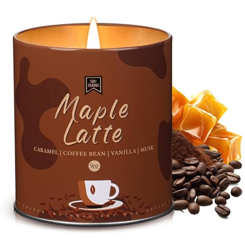 Maple Latte Fall Candles for Home Scented Soy Wax Non