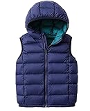 SK Studio Boys Girls Hooded Down Vest Winter Sleeveless Lightweight Puffer Jacket Navy Blue, 4-5T