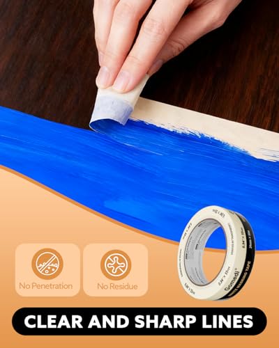 Image of 48 Rolls Masking Tape Bulk - 1 Inch Beige Tape General Purpose | UV & Heat Resistant, Removes Cleanly - 0.94 in x 55 Yd per Roll - Total 2640 Yds - Crisp Lines for Art, Drafting & Crafts