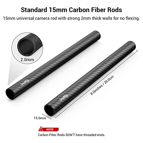 Image of SMALLRIG 15mm Carbon Fiber Rod for Camera Shoulder Rig, 20cm 8 inch, Pack of 2-870