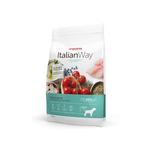 Italian Way Ideal Weight Hypoallergenic Per Cane Adult Medium Maxi Con Trota E Mirtilli Da 3 Kg