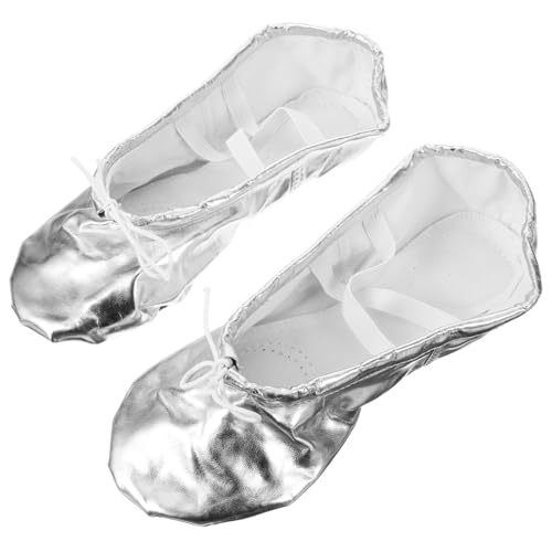 Mobestech Kids Ballet Shoes Child Dancing Shoes Silver