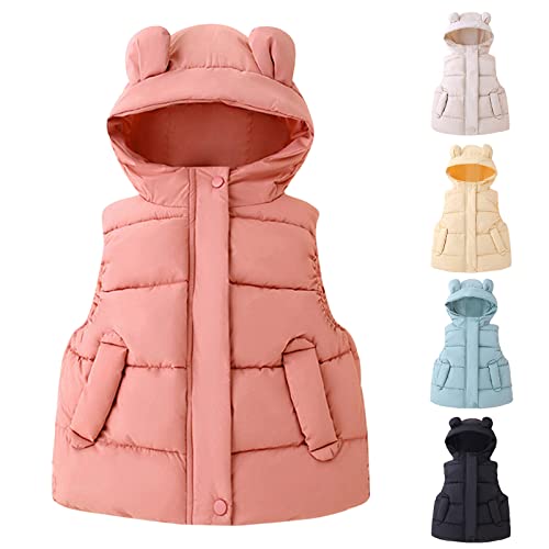Little Girls Boys Winter Warm Softshell Quilted Padded Puffer Down Vest Light Waistcoat Jacket Bear