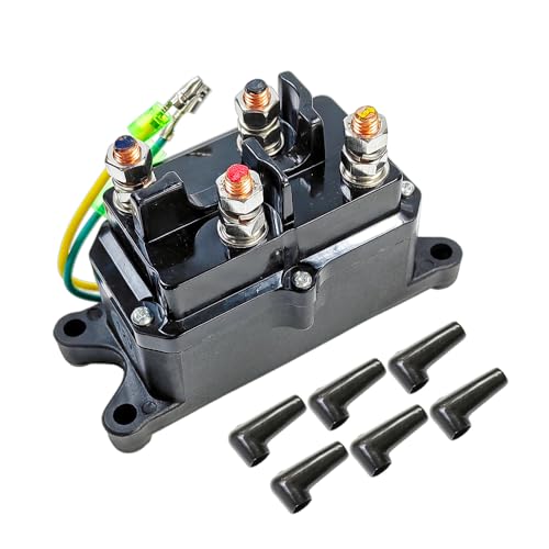Winch Solenoid Relay Contactor 12V 250A Rocker Switch Thumb 1500-5000lbs with 6 Protecting Caps | Fit for ATV UTV Boat 4x4 Vehicles | Winch Switch Replacement# 63070 62135 74900 2875714 70715