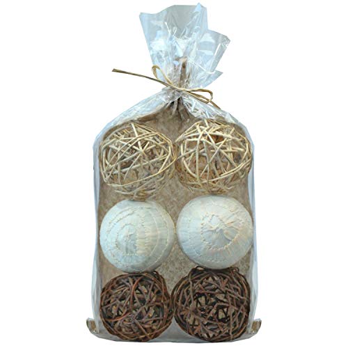 Blue Donuts Decorative Balls For Bowls Â€“ Decorative Balls For Centerpiece Bowl Fillers, Assorted Rattan Wicker Orb Balls, Vase Fillers, Brown, Pack Of 6 #TOP16
