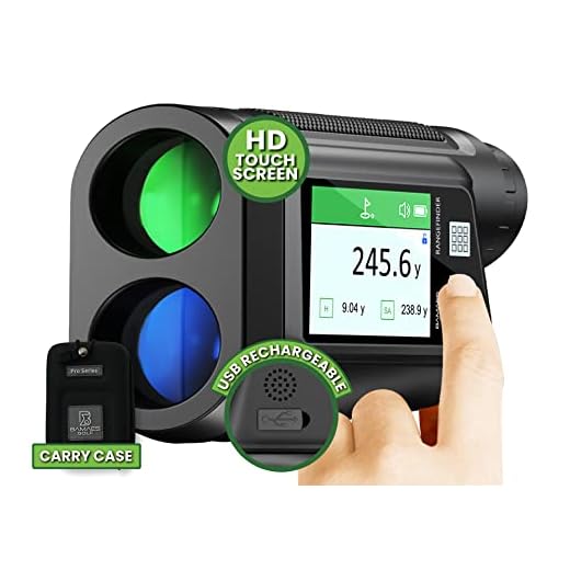 BAMAES - Telémetro de golf profesional – Modo distancia ajustada y modo legal para torneos. Alcance 600m, bloqueo de bandera, pantalla táctil, 6X, Altavoz, batería y cargador USB - Negro