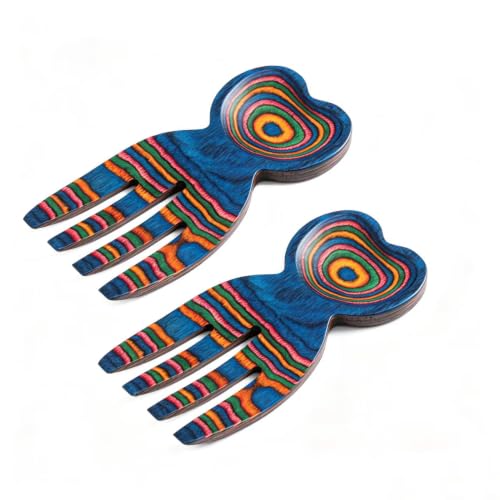 Gudamaye 2 PCS Pakkawood Rainbow Heart Shape Salad Hands