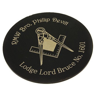 County Engraving Black Personalised Masonic Slate Coaster, Laser Engraved
