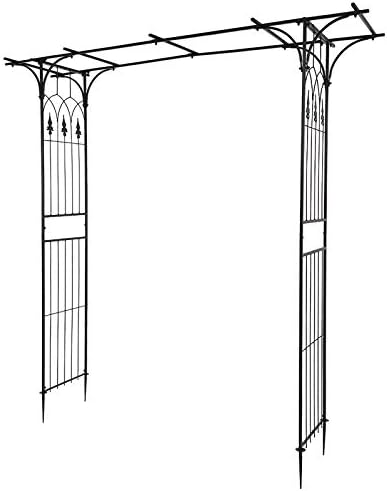 VINGLI Garden Arbor, Arch Archway for Wedding Ceremony Party, Steel Garden Trellis for Plant Climbing, Christmas Garden Decorations Pergola for Garden, Backyard, Lawn (Black)