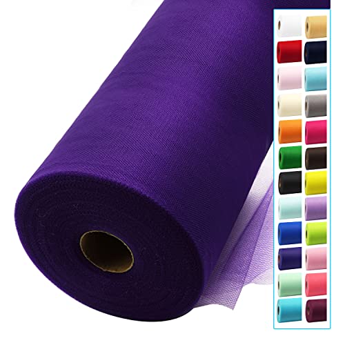 Image of Purple Tulle Fabric Rolls 54 Inch by 40 Yards Tulle Bolt Spool for Wedding Decorations DIY Halloween Tutu Baby Shower Table Skirt Ceiling Decor Birthday Party Craft Supplies