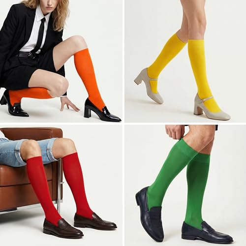 Image of Mysocks Knee High Socks for Women Men Combed Cotton Seamless Toe Tall Long High Socks