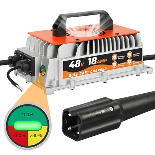 18 AMP 48 Volt Golf Carts Battery Charger for Yamaha G29 Drive & Drive 2, 16 FT Cord with Trickle Charge, 3-6 Hours Full Charge, Smart Golf Cart Charger 48 Volt for Yamaha for Lead-Acid Battery