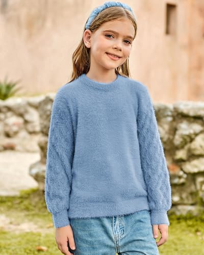 Grace Karin Blue Sweaters Pullover For Girls 8-10 Crewneck Fall Tween Kids Chunky Jumper thumb #4