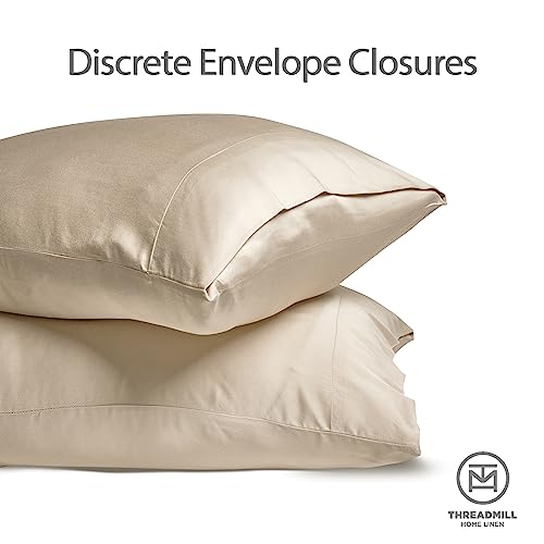 Image of Threadmill 300 TC Viscose Made from Bamboo Full Sheet Set, Beige | 16 inch Deep Pocket, Cooling Sheet, Breathable, Lightweight, OEKO-TEX Certified