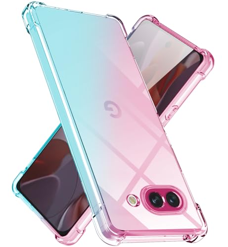 Google Pixel 9a ケース クリア TPU 薄型 軽量 Pixel 9A カバー グーグルピクセル9a バンパー マホケースグラデーション色 ケース 耐衝撃 米軍MIL規格取得 滑り止め 黄変防止 防塵 一体型 人気 携帯カバー(ピンクグリーン