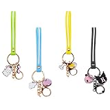 4pcs Cartoon Anime Keychain, Kawaii Cute Frog Katzen und Hunde Schlüsselanhänger, Womens Purse Charms, Zubehör Schlüsselanhänger für Unisex