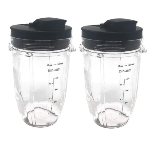 Vasos de 18 oz con tapa de boquilla compatibles con batidora Ninja 2