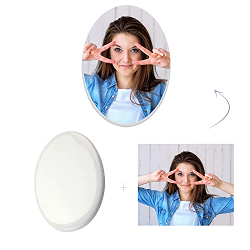 Custom Memorial Photo Ceramic Tile Personalized Headstone Picture Waterproof Porcelain Monument Portrait Colorful Printing For Cemetery Gravestone Wedding Anniversary Home Decor 4”-Oval #TOP1