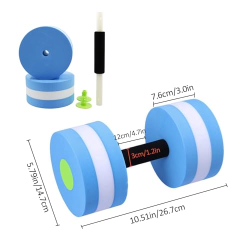 2PCS Aquatic Exercise Assemble Water Dumbbells Foam Dumbbells Water Aerobics Dumbbell Sports Aquatic Exercise Barbells Hand Bars Swimming Training Fitness Equipment (Blue)