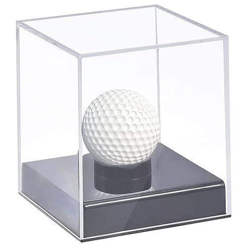 CHGCRAFT Golf Ball Display Stand Cube Holder Square Transparent Acrylic Baseball Display Case Dustproof Baseball Storage Holder for Ball Display Cube Box, 98x98x112mm, Clear