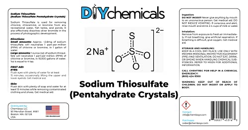 Diychemicals Sodium Thiosulfate | Chlorine Neutralizer Solution – Chlorine Remover For Pools, Pond, Aquarium, Hot Tubs, Hydroponic Ecosystems, Plants - 1 Lb #TOP1