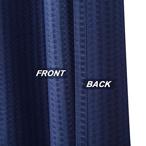 Caromio Water Repellent Soft Microfiber Fabric Shower Curtain Or Liner For Bathroom, Decorative Embossed Pattern, Navy Blue, 72X72 Inches #TOP4