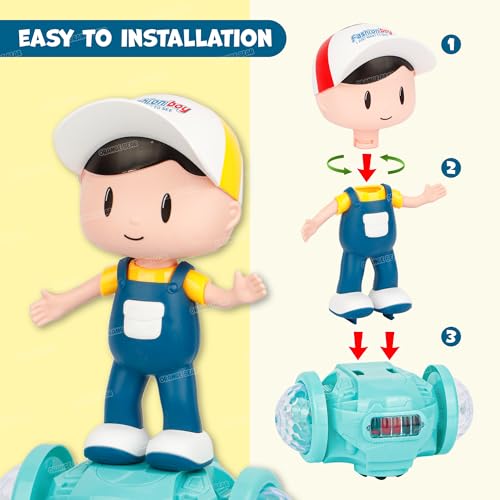 Image of Orange Bear Musical Dancing Boy Doll Toy for Kids (1 Year Warranty) - Light & Sound Activity Toy for Toddlers | 360 Rotating Bump & Go Action Toy for Boys & Girls | Educational Crawling Toy