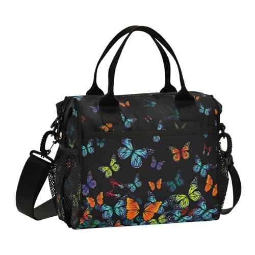 Aslsiy Lunch Bag for Girls Fantastic Flying Butterflies Kids Insulated Lunch Bags Women Tote Bag for Office School M