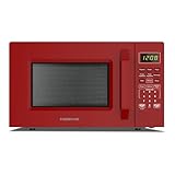 Farberware FMO11WEIRD Countertop Oven Compact Microwave with Child-Lock, Reheat Function, Express Cook, and Kitchen Timer, 1.1 Cu. Ft, Red