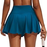 PINSPARK Women Tennis Skirts with Shorts Underneath Lightweight Golf Skorts Plus Size Active Skirt with Pockets, Dark Blue XL