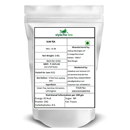 Image of Siyacha Tea Herbal Slimming Tea, 1 KG, Green Tea with Garcinia, Cinnamon, Lemongrass, Natural Antioxidant Rich, Pure Loose Leaf, Herbal Beverage, Makes 500 Cups (approx)