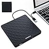 ORIGBELIE External CD DVD Drive for Laptop, USB 3.0 Type-C Ultra Slim 13mm DVD Player Portable CD DVD +/-RW Drive CD Burner Reader Writer Recorder for Desktop PC Windows 11/10/8/7 Linux Mac OS (Black)