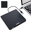 ORIGBELIE External CD DVD Drive for Laptop, USB 3.0 Type-C Ultra Slim 13mm DVD Player Portable CD DVD +/-RW Drive CD Burner Reader Writer Recorder for Desktop PC Windows 11/10/8/7 Linux Mac OS (Black)