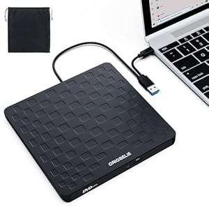 ORIGBELIE Externes DVD Laufwerk, USB 3.0 Typ-C Ultra Slim 13 mm Externer DVD Brenner Tragbares CD-DVD +/-RW Drive, Externes CD Laufwerk für Laptop PC Windows 11/10/8/7 Linux Mac OS (Schwarz)
