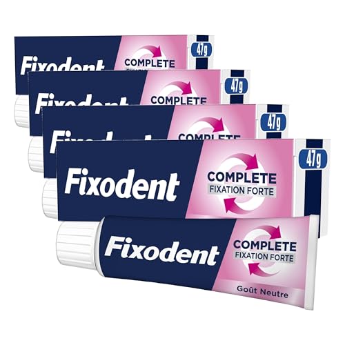 Fixodent Complete Goût Neutre Crème Adhésive Pour prothèses Totales & Partielles 47ml (Lot de 4)