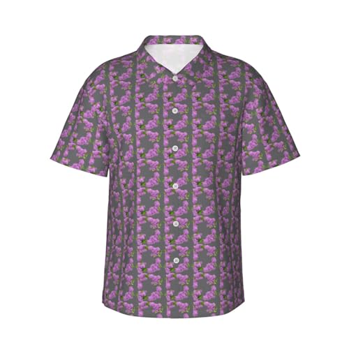 Chemise hawaïenne lilas en fleur de qualité supérieure pour homme
