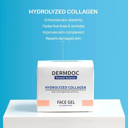 Image of DermDoc Skin Tightening Face Gel with Hydrolyzed Collagen (50g) | collagen gel for face | skin collagen booster