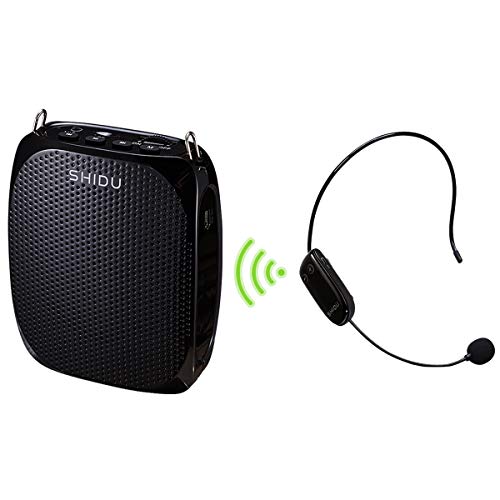 Wireless Voice Amplifier 10W 1800mAh Portable Mini PA Speaker with UHF Wireless Headset Microphone Hands-free Rechargeable Classroom Microphone for Teachers Tour Guides and Presentations
